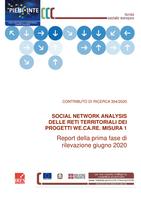 Contributo di Ricerca 304/2020. Social Network Analysis delle reti territoriali dei progetti We.Ca.Re. Misura 1. Report della prima fase di rilevazione giugno 2020