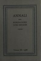 Annali della Fondazione Luigi Einaudi Volume 20 Anno 1986