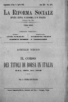 La riforma sociale. Il corso dei titoli di borsa in Italia dal 1861 al 1912 A.22 (1915) Vol. 26  Supplemento aprile