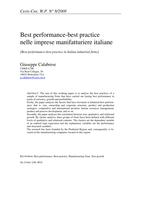 Best performance-best practice nelle imprese manifatturiere italiane