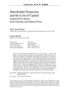 Shareholder Protection and the Cost of Capital Empirical Evidence from German and Italian Firms