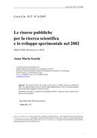 Le risorse pubbliche per la ricerca scientifica e lo sviluppo sperimentale nel 2002 (R&amp;D Public Resources in 2002)