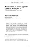 Ricerca teorica vs. ricerca applicata. Un’analisi relativa al Cnr (Fundemental research vs. applied research. An analysis concerning the Italian National Research Council)