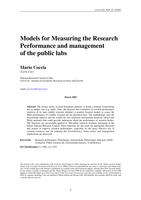 Models for measuring the research performance and management of the public labs