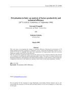 Privatization in Italy: an analysis of factors productivity and technical efficiency