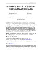 Investment, cash flow and managerial discretion in state-owned firms. Evidence across soft and hard budget constraints
