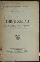 I tributi speciali nella scienza della finanza e nel diritto finanziario italiano
