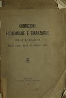 Condizioni economiche e finanziarie della Lombardia nella prima meta del secolo 18