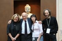 Enzo Restagno, Laura Tori e Letizia Perciaccante durante la cerimonia del tè al Museo d'Arte Orientale