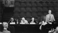 Enzo Restagno, Elliott Carter, Roman Vlad e Charles Rosen in conferenza stampa