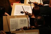 I violini dell' Orchestra Filarminica di San Pietroburgo diretta da Yuri Temirkanov