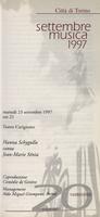 Libretto di sala - 1997 - Hanna Schygulla canta Jean-Marie Sénia