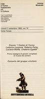 Libretto di sala - 1983 - Premio I Solisti di Torino: Ludovico Lessona, Roberto Forte, Luciano Moffa, Umberto Egaddi. Prima rassegna di giovani complessi di musica da camera. Concerto del gruppo vincitore